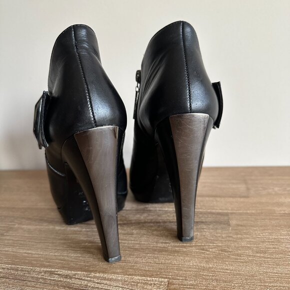ALDO Leather Ankle Booties Womens Size 38 Mirrored High Heel Vintage Y2K - Picture 6 of 8